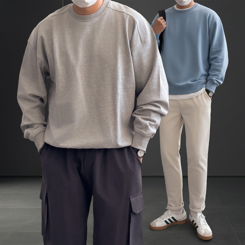 1+1 무지맨투맨 헤비웨이트 두꺼운맨투맨 - 상품 이미지