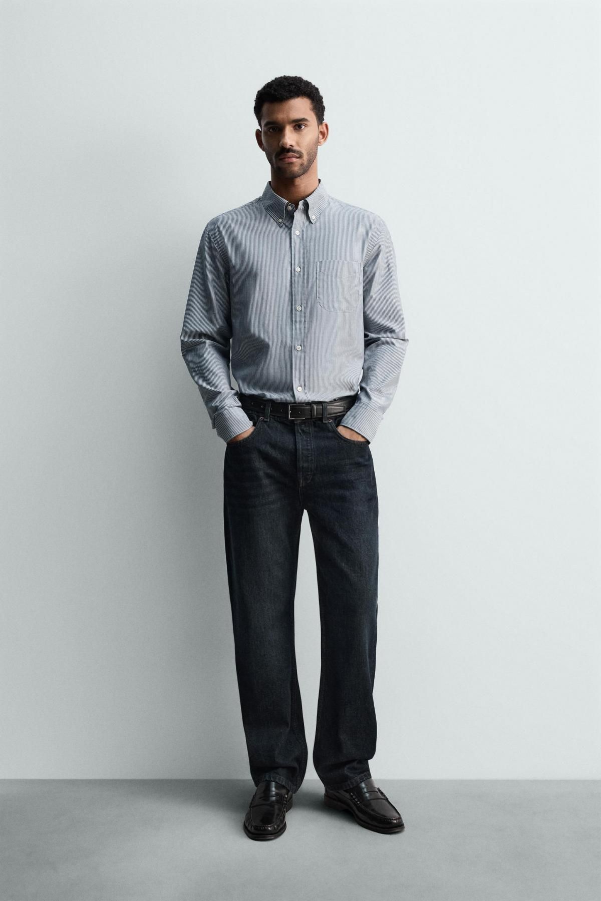 자라 스트라이프 레귤러핏 코튼 긴팔 셔츠 0975/381 STRIPED - 상세 이미지 2