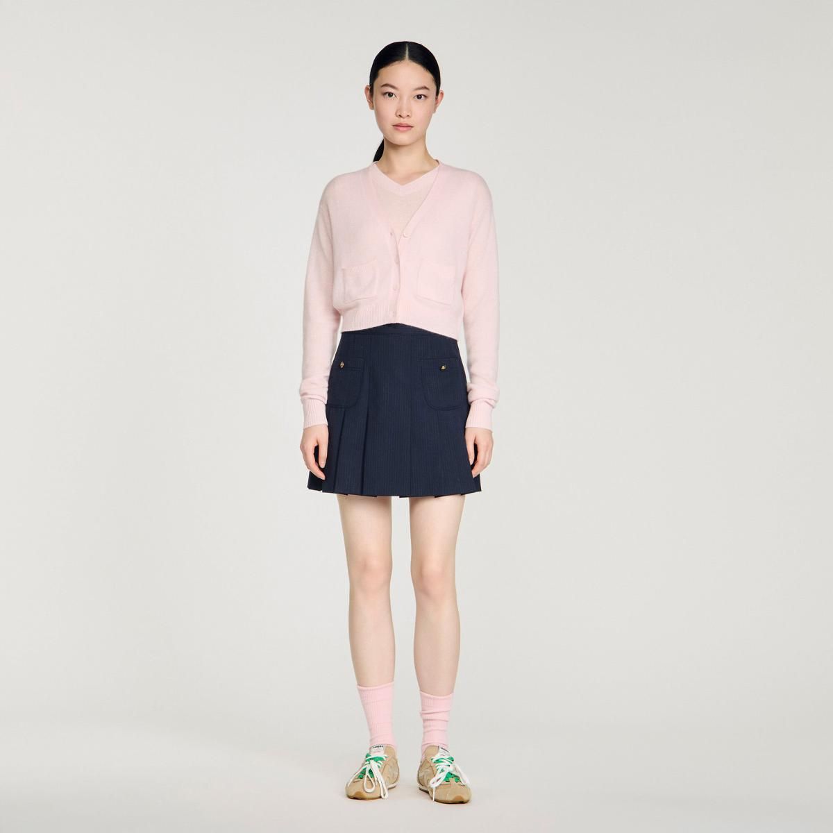 산드로 프리미엄 캐시미어 울 핑크 크롭 가디건 SFPCA01387_610 BLASS-ROSA - 상세 이미지 3