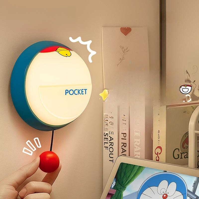 도라에몽 벽걸이 실리콘 램프 침실 침대 수면 방 장식 충전식 테이블 선물 조광 가능 - 상품 이미지