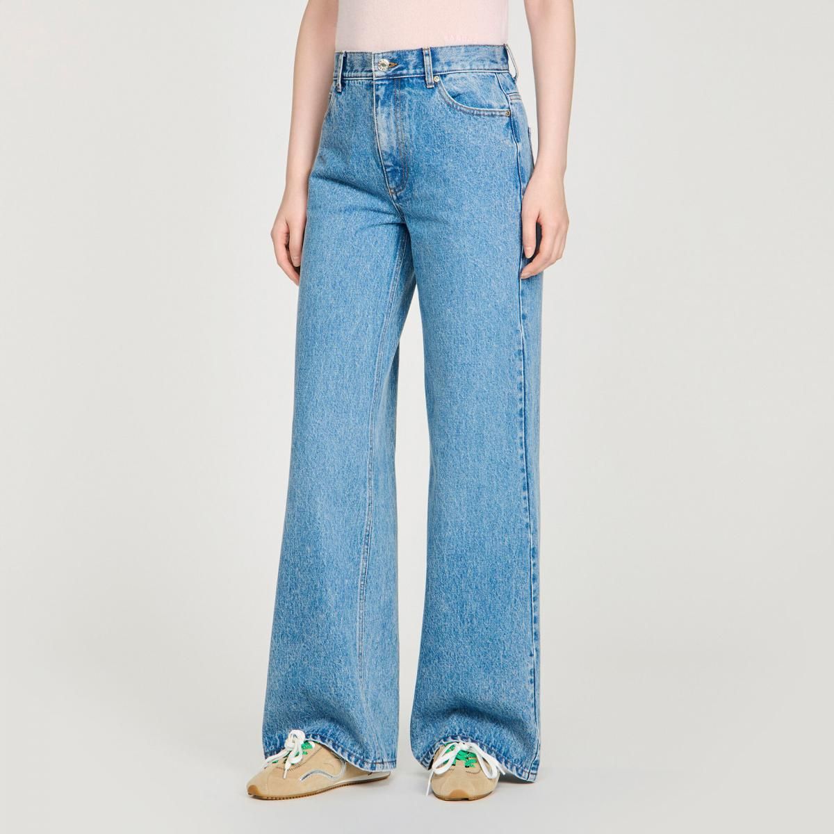 산드로 와이드 스트레이트 워싱 데님 진 SFPJE00820_4785 JEANSBLAU - 상품 이미지