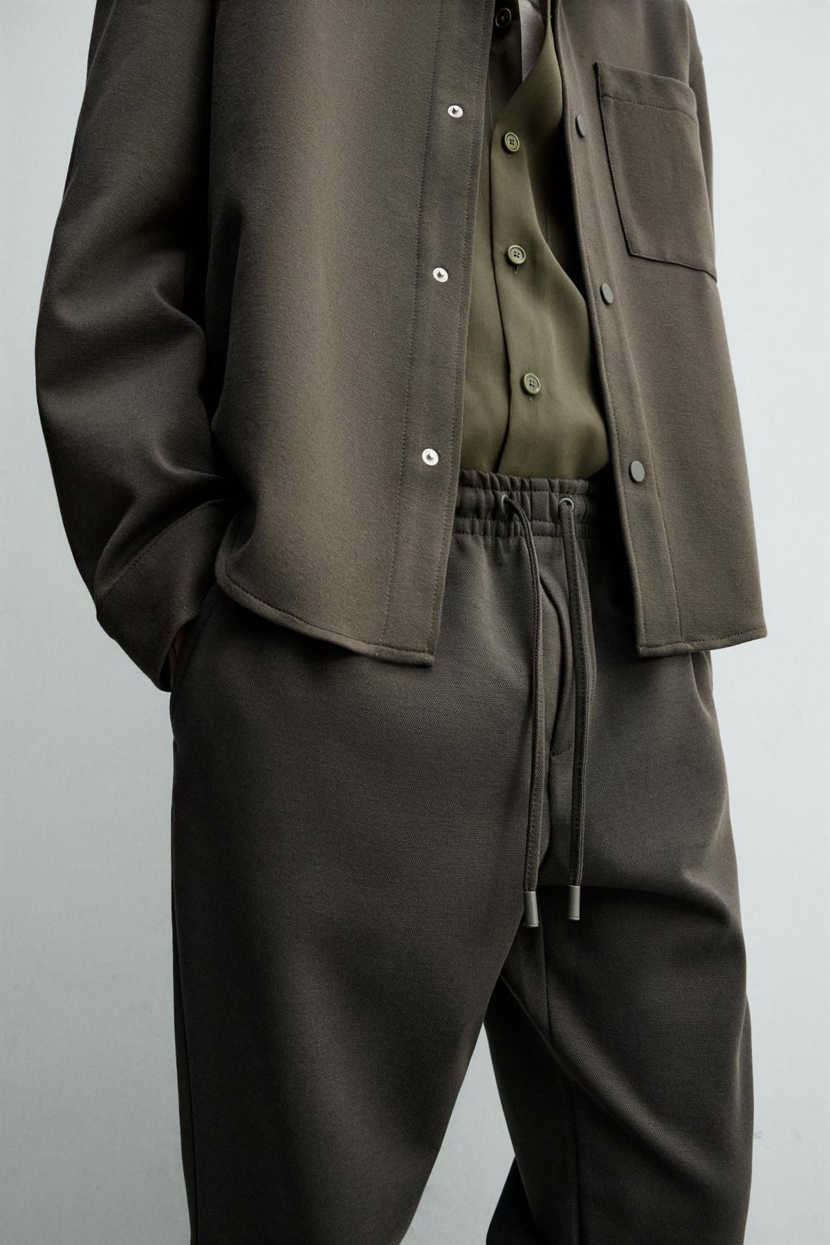 자라 컴포트 논아이론 조거 웨이스트 팬츠 0347/890 GREEN MARL - 상세 이미지 5