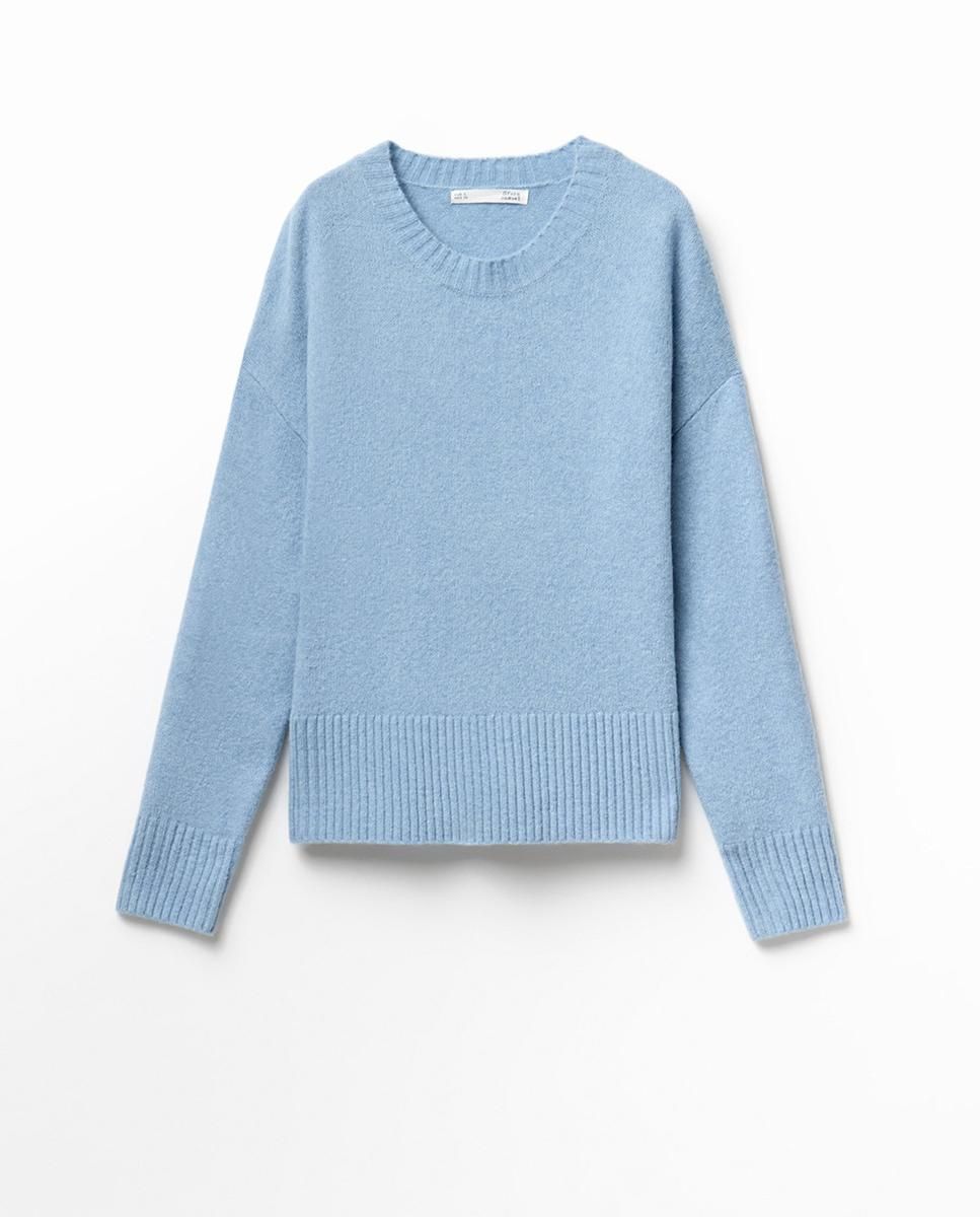 스페라 스카이블루 라운드넥 니트 심플 스웨터 58212508335 AZUL CLARO - 메인 이미지