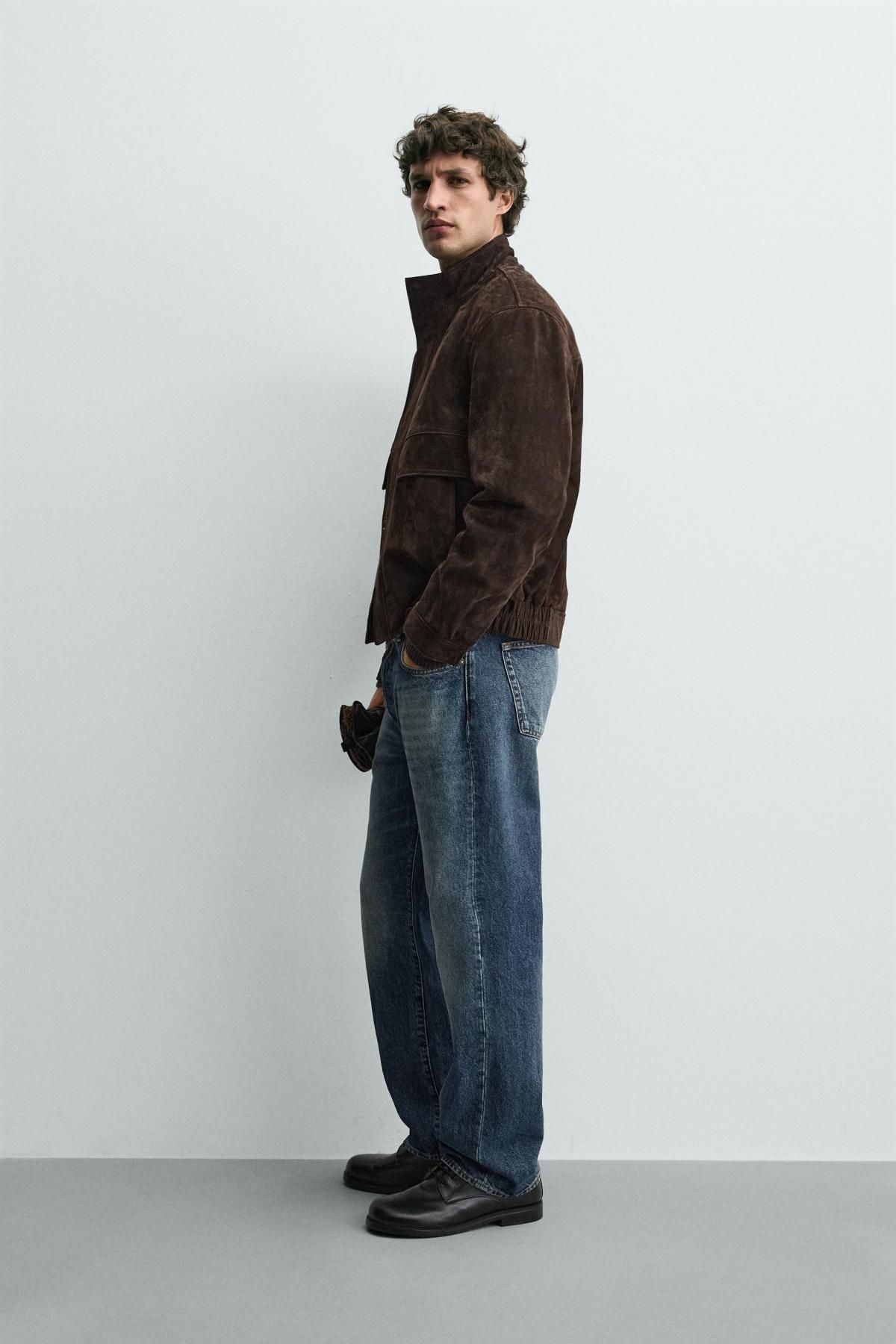 자라 프리미엄 스웨이드 가죽 재킷 8281/309 BROWN - 상세 이미지 5