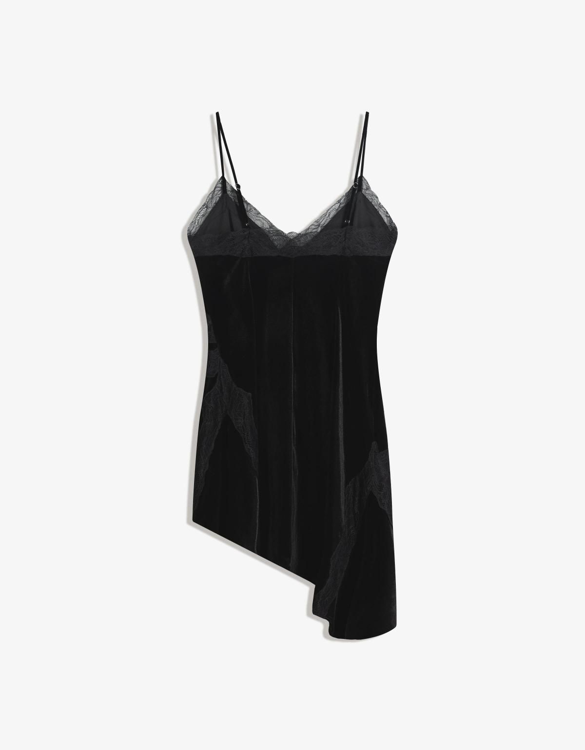 버쉬카 벨벳 레이스 언밸런스 미니 원피스 5875/662 BLACK - 상세 이미지 2
