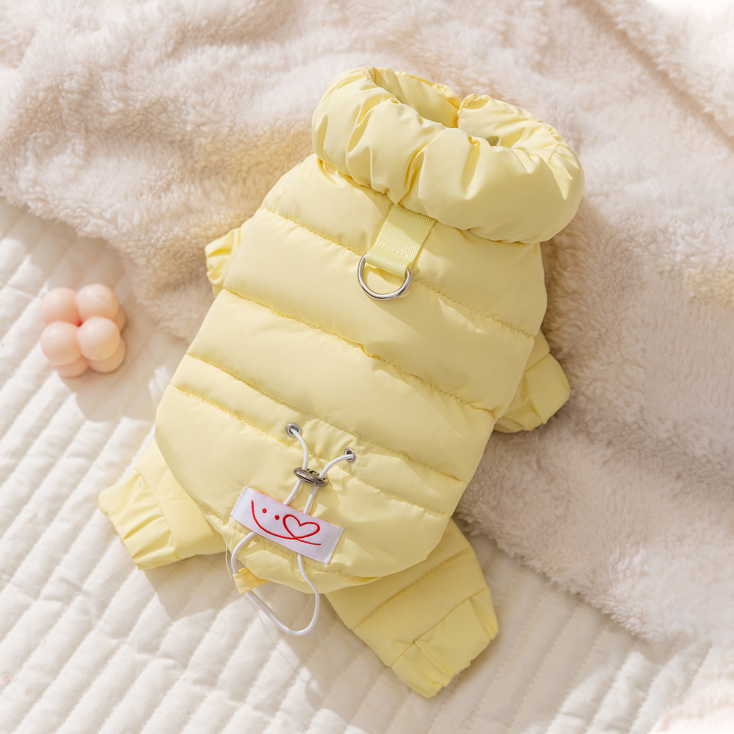강아지 패딩 올인원 우주복 리드줄 고리 하네스 일체형 - 메인 이미지