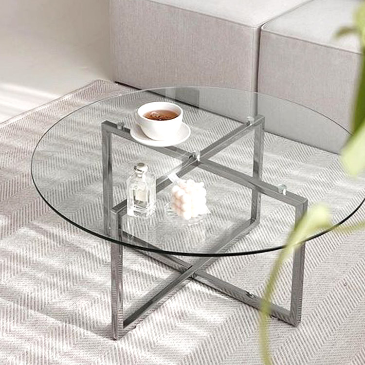 e스마트 강화유리 미드센추리 원형 거실 쇼파테이블