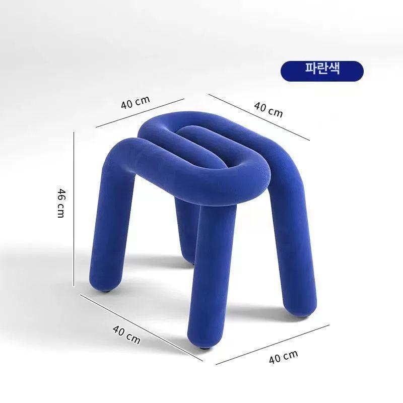 클라인 디자인 성인 등받이 화장대 체어 스툴-블루 - 상품 이미지