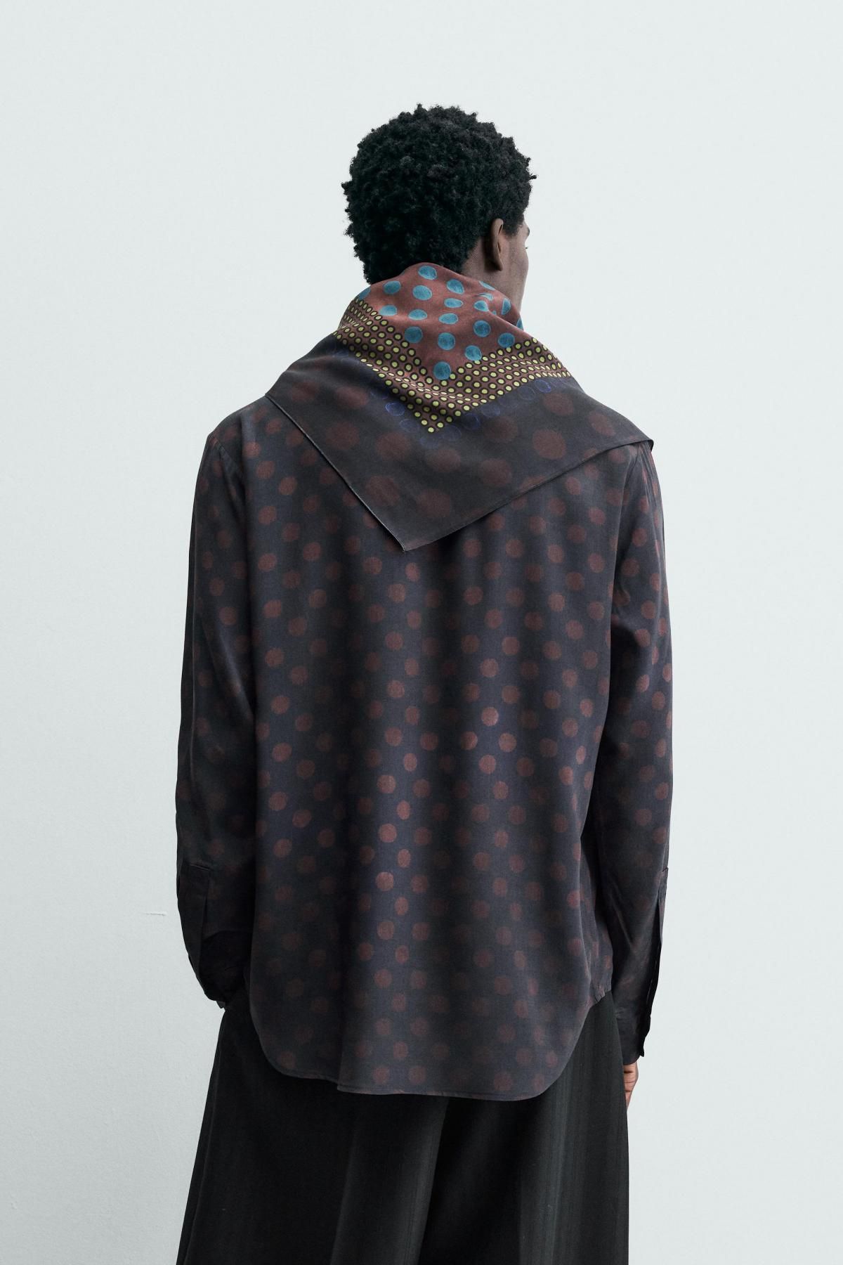 자라 한정판 폴카도트 스카프 긴팔 셔츠 4031/001 PRINTED - 상세 이미지 4