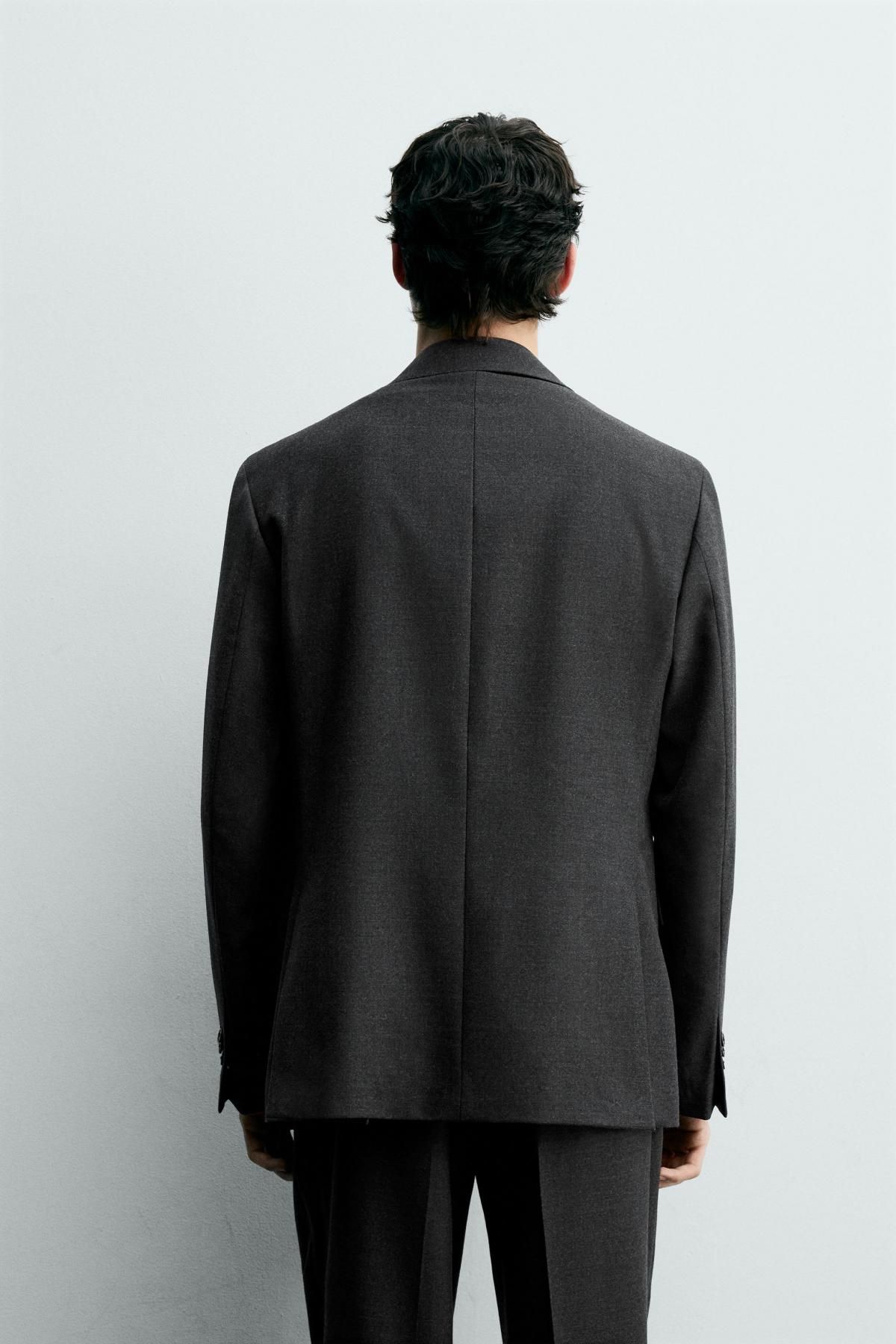 자라 테크니컬 플란넬 울 테일러드 재킷 7380/606 ANTHRACITE GREY - 상세 이미지 4