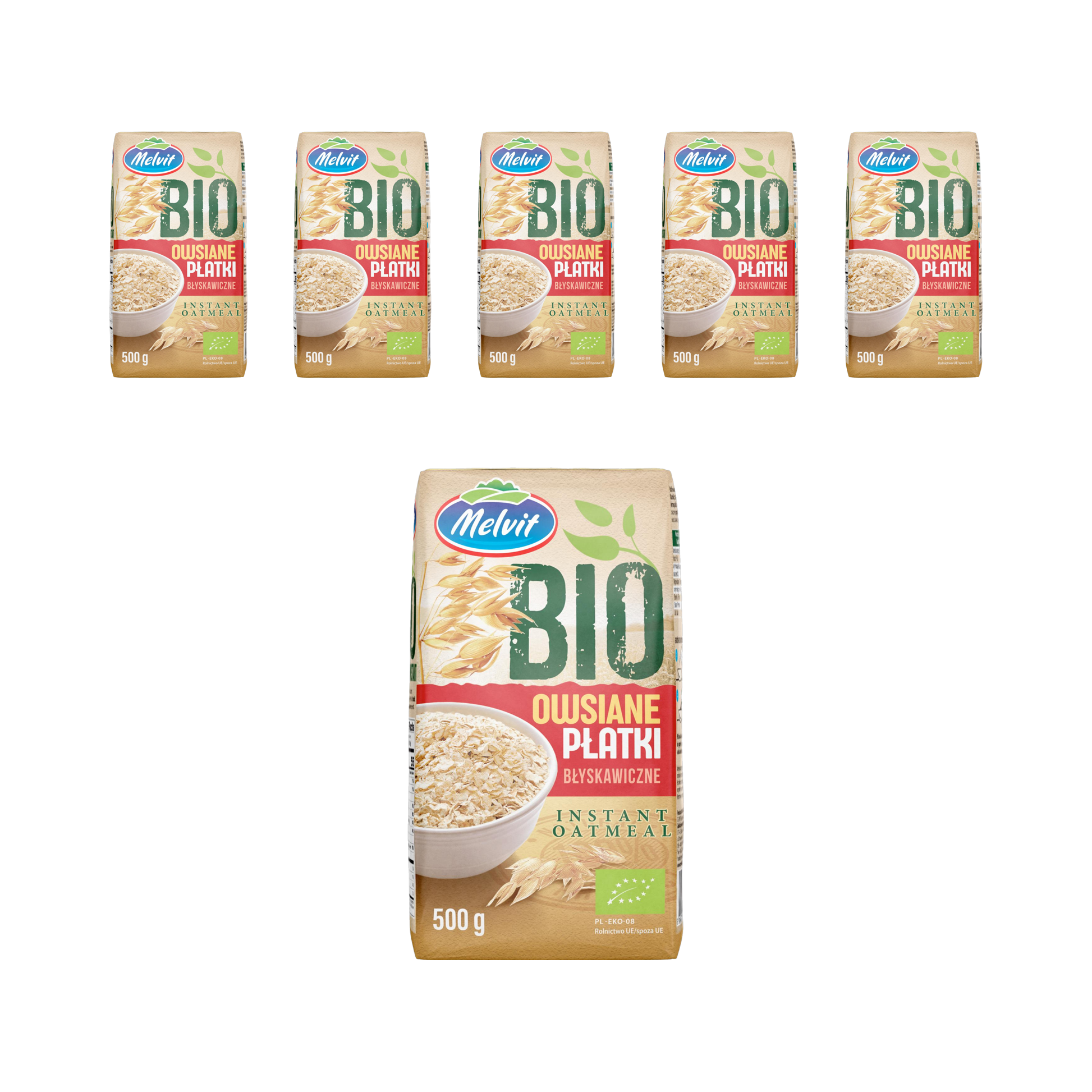 멜빗 폴란드 유기농 퀵 오트밀 후레이크 500g, 6개 - 상품 이미지