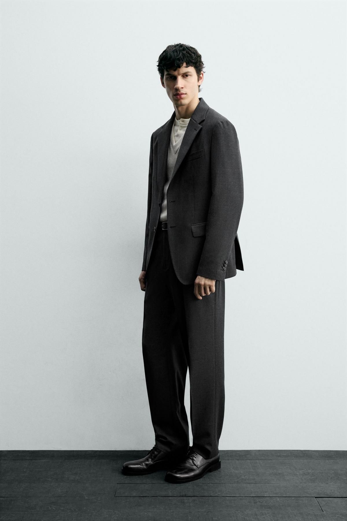 자라 테크니컬 플란넬 울 테일러드 재킷 7380/606 ANTHRACITE GREY - 상세 이미지 5