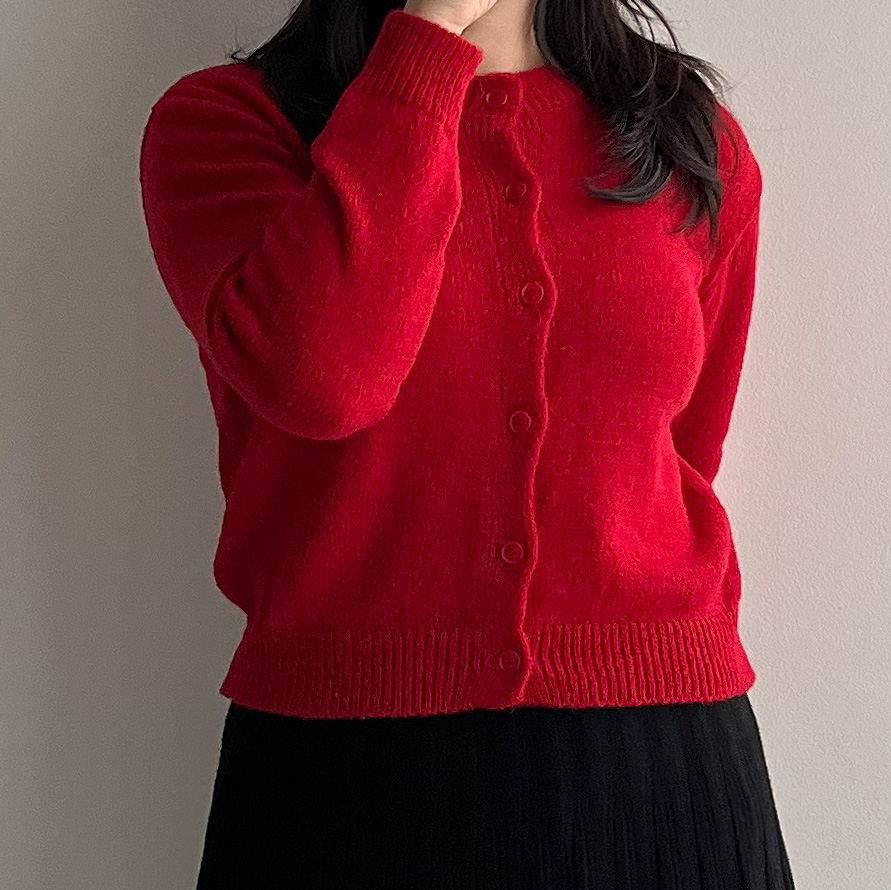 레드 울 모헤어가디건 - 상세 이미지 2
