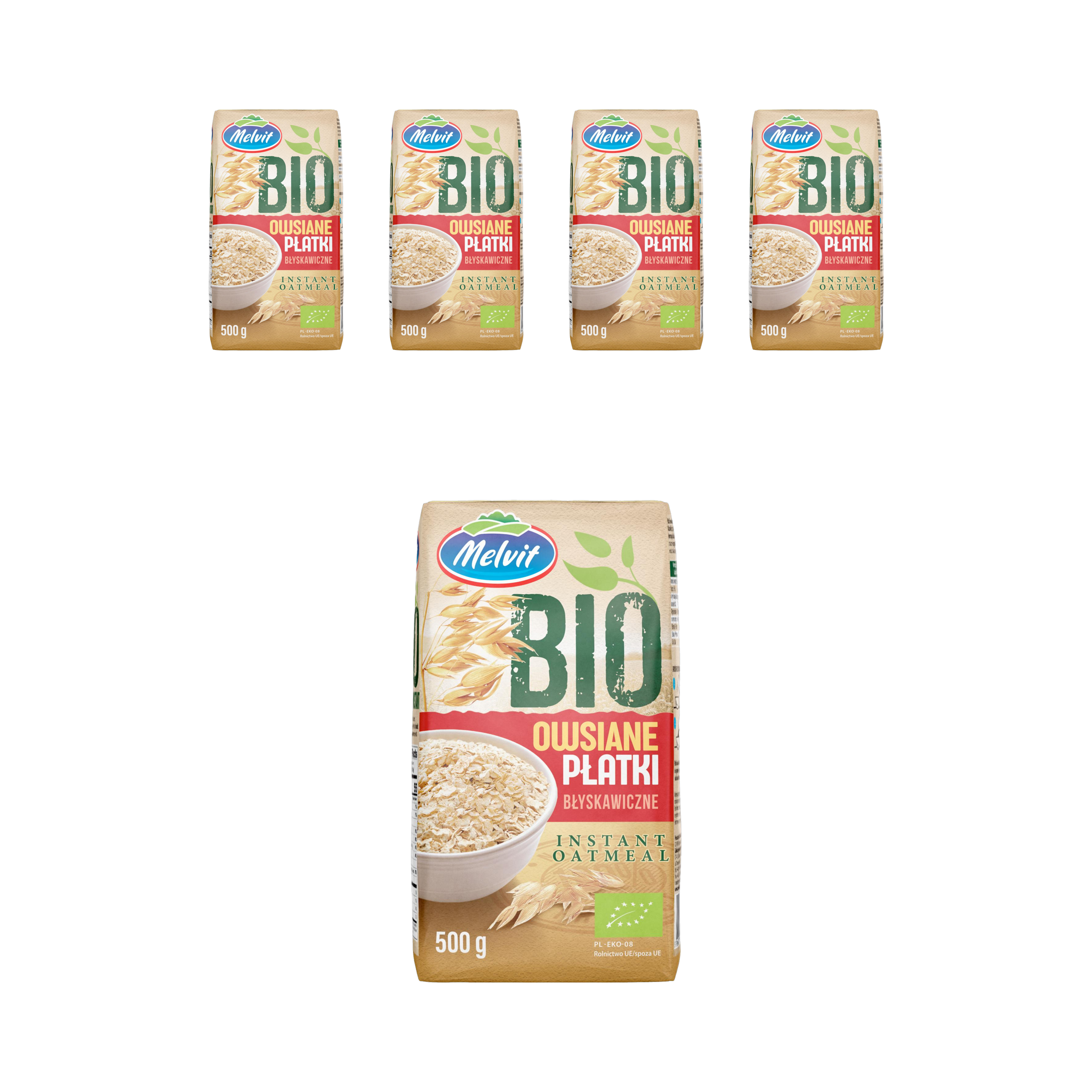 멜빗 폴란드 유기농 퀵 오트밀 후레이크 500g, 5개 - 상품 이미지