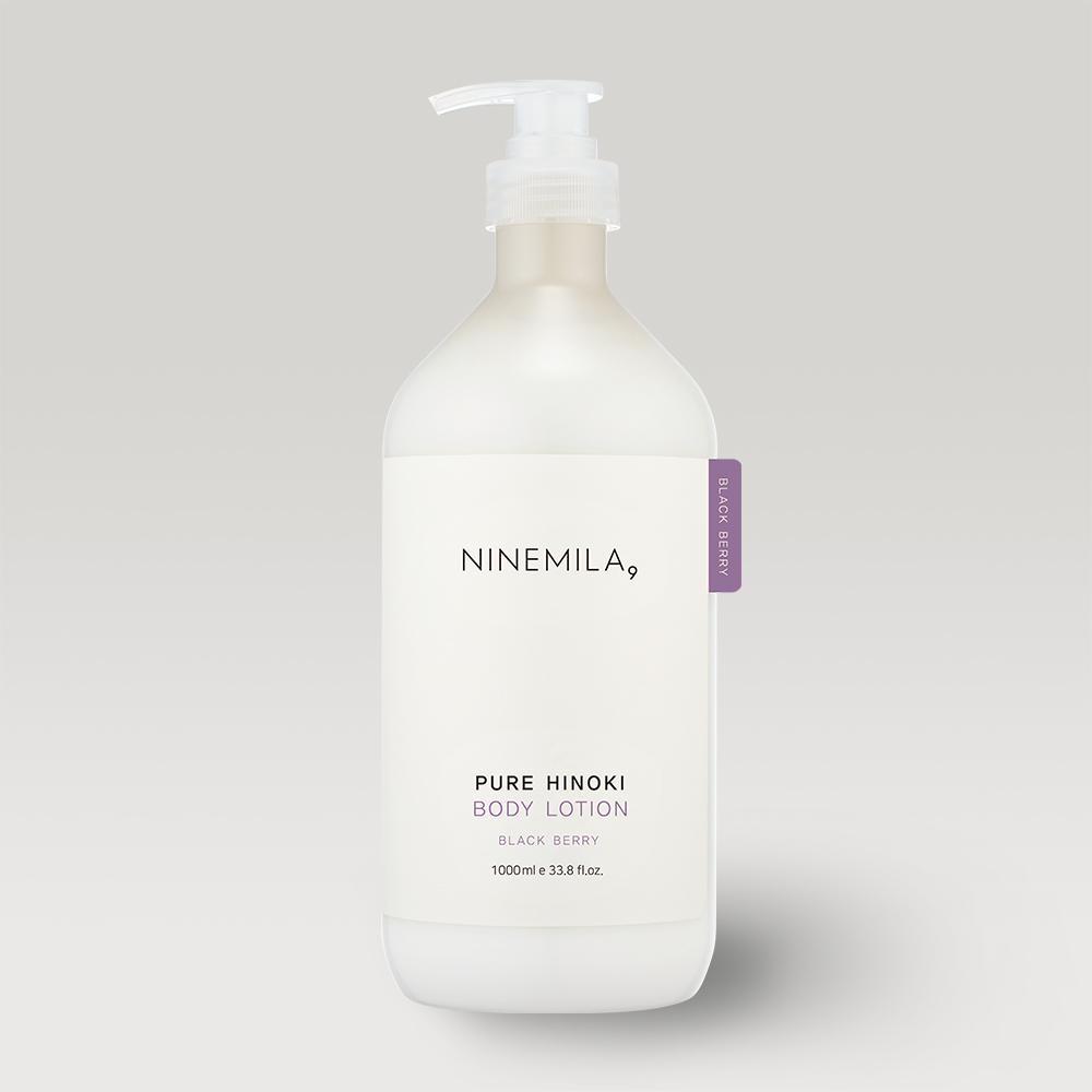 나인밀라 퓨어 히노끼 비건 바디 로션 1000ml 향좋은 고보습 등드름 블랙베리, 1L, 1개 이미지 1