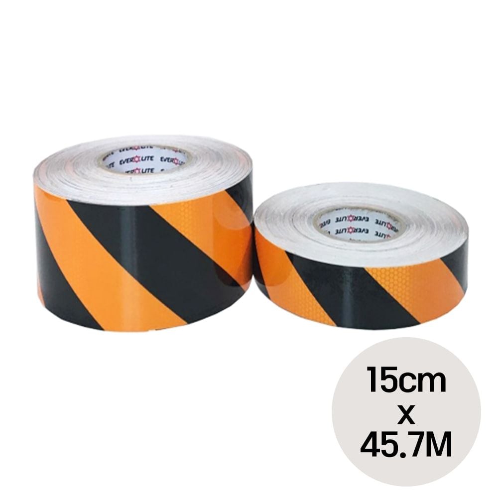 사선 벌집 반사 테이프 황색검은색 15cm x 45.7M 1롤 - 상품 이미지