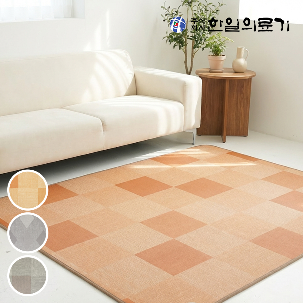 한일의료기 전기매트 모노륨 전기장판 난방 온열 거실용 바닥 1인용 소형 체크오렌지