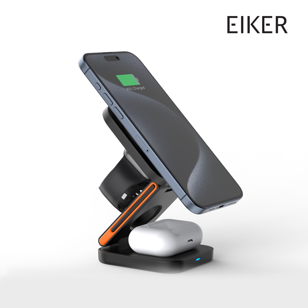 EIKER 3in1 폴딩 맥세이프 접이식 무선충전기 초경량 15W 고속 마그네틱 충전 거치대 - 상세 이미지 4
