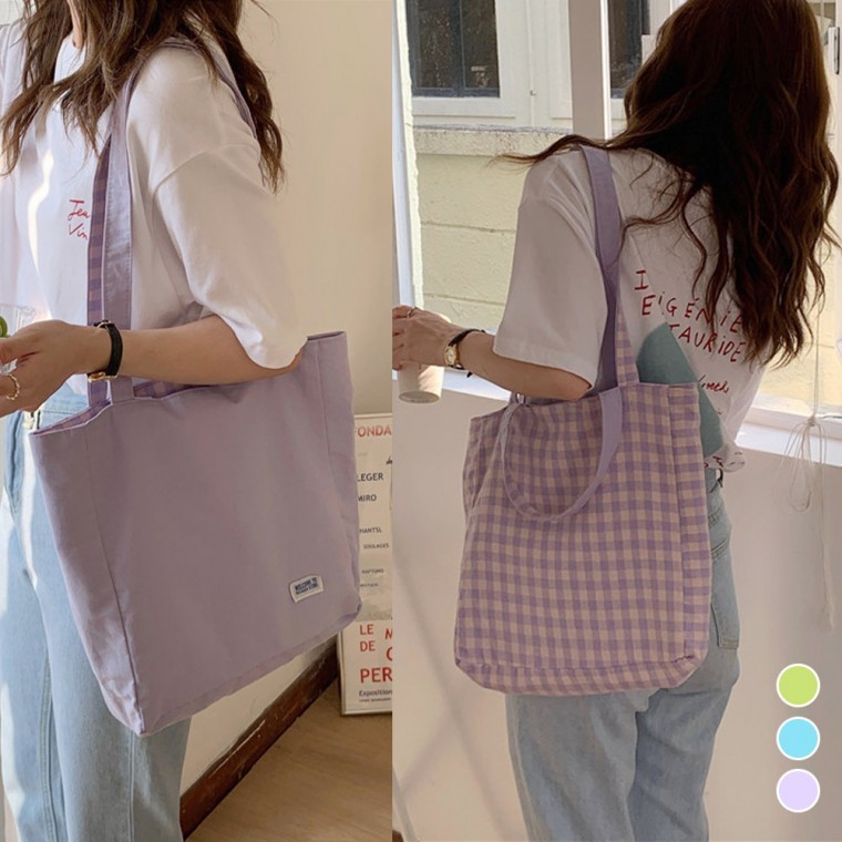 파스텔 양면 데일리 에코 숄더백 LM-0047 - 상품 이미지