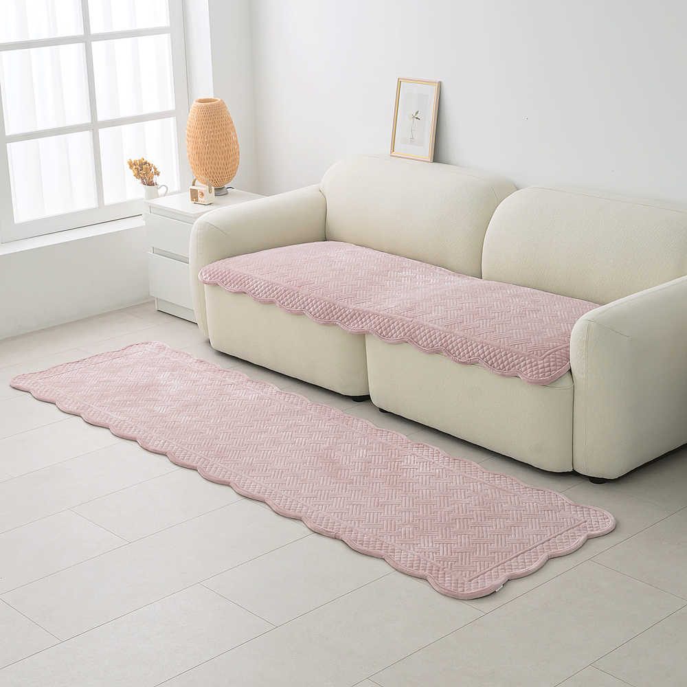 나라데코 극세사 워싱 목화솜 자수퀼팅 쇼파패드 카페트 160x210