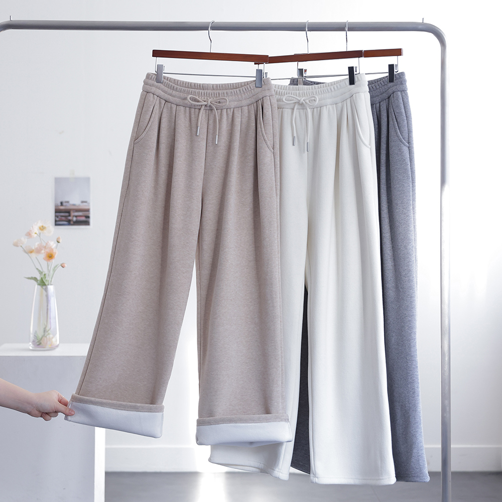 (2버전)포그니 겉기모 융기모 겨울 스트링 원마일웨어 와이드 투핀턱 밴딩 팬츠 제품 이미지