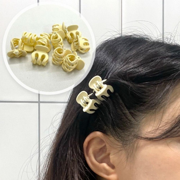 10P 올림머리 반묶음 미니집게핀 베이지 - 상품 이미지