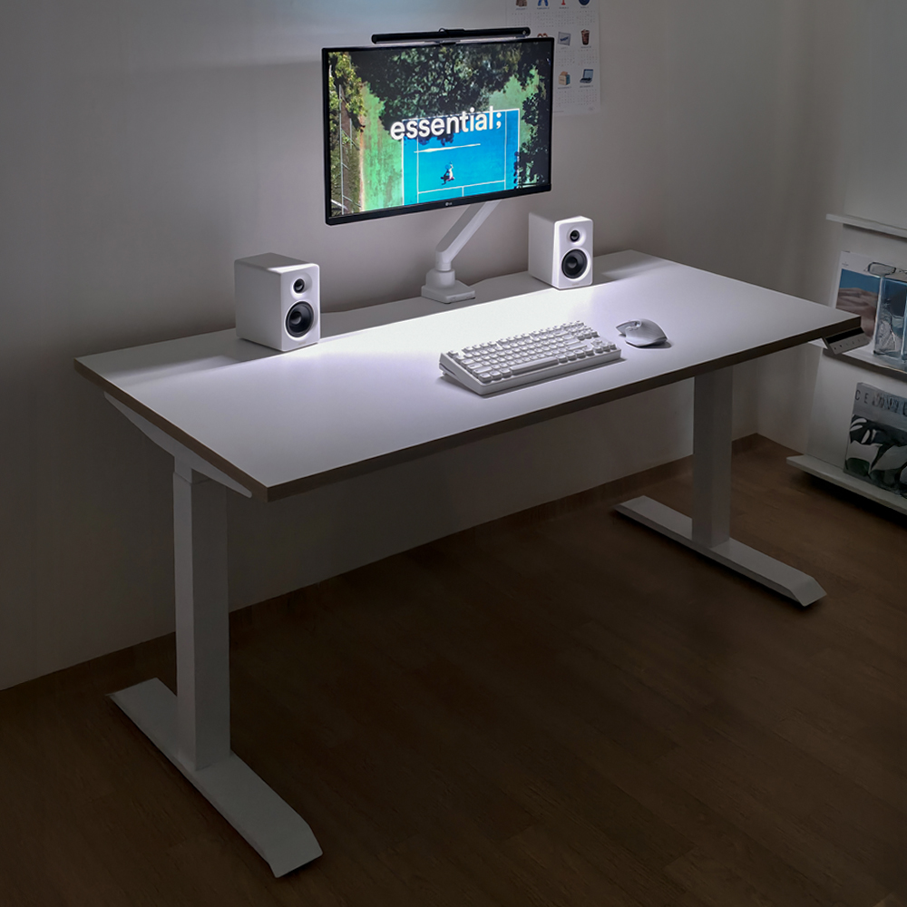 루나랩 모션데스크 높이조절 스탠딩 스퀘어 책상 화이트우드 엣지 1200