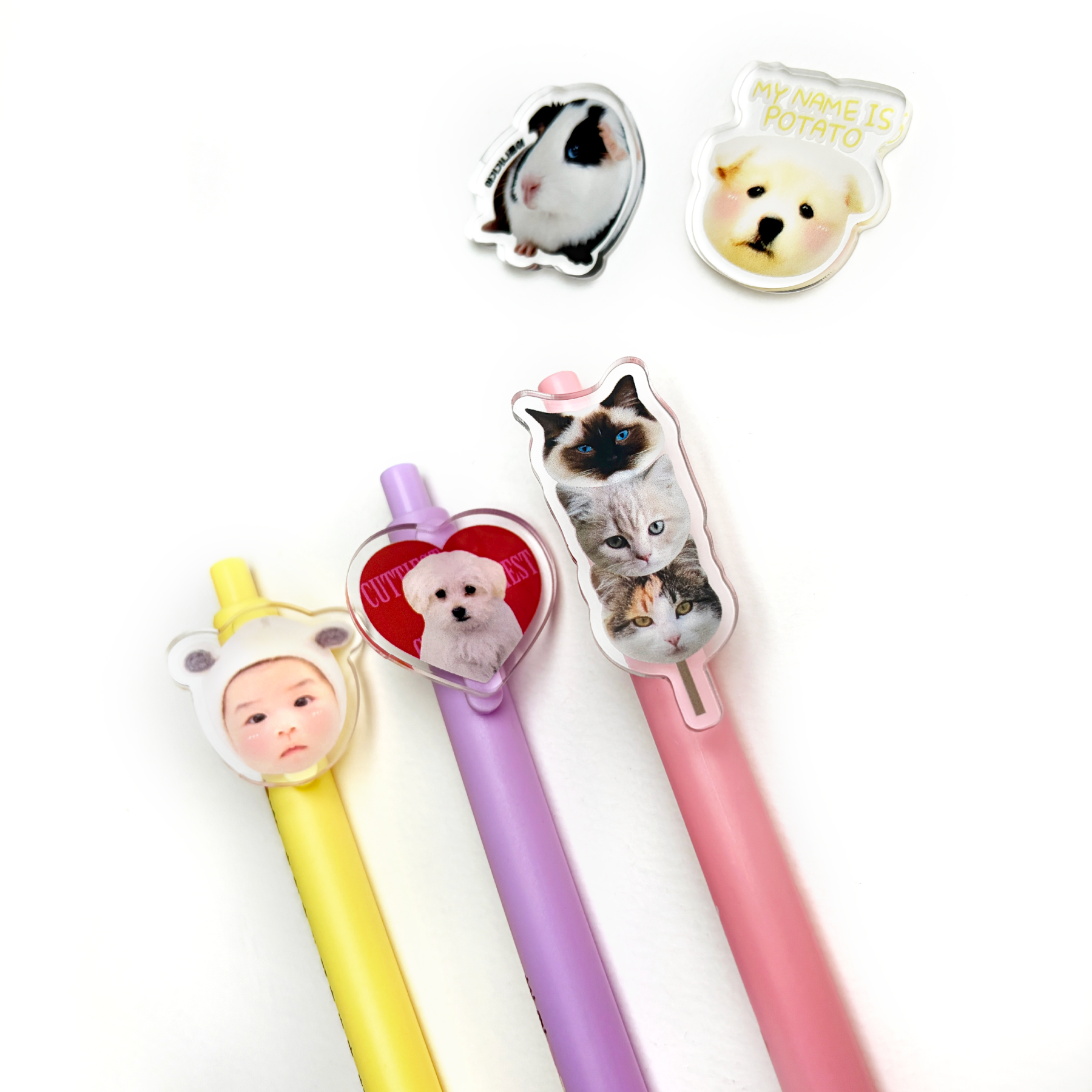 볼펜제작 사진 아크릴 자유형 볼펜 제작 굿즈 소량 인쇄 사진 커스텀 5개 세트 이미지 2