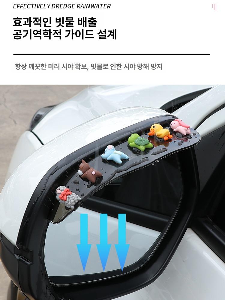 자동차 후방 미러 방수 커버 반사 거울 보호용 차량용 투명 레인 브로우 로봇고양이 - 상세 이미지 5