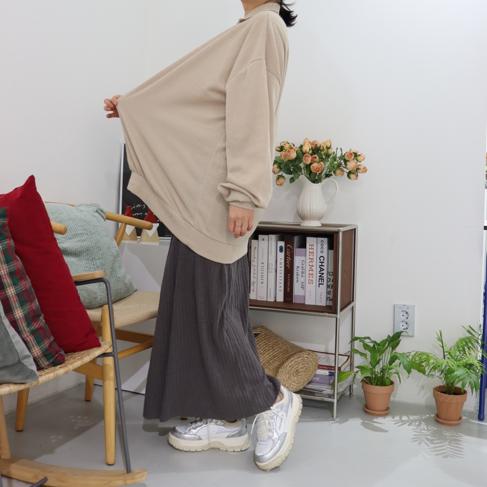 빅사이즈 카라 박시 니트 박시 루즈핏 맨투맨 4XL 5XL 긴팔 티셔츠 봄 가을 99 - 상세 이미지 5