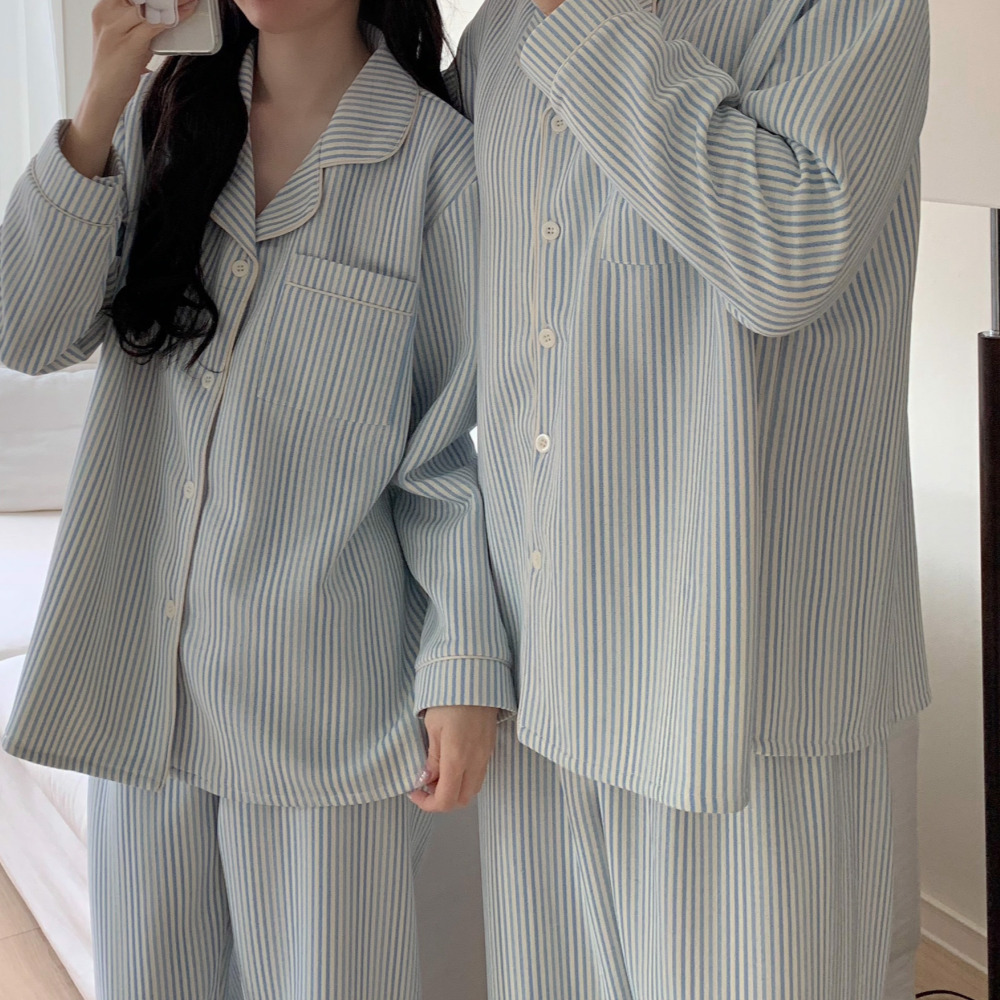 누빔잠옷 커플수면잠옷 겨울파자마 크리스마스 빅사이즈 수유 신혼부부 홈웨어 세트 - 상세 이미지 5
