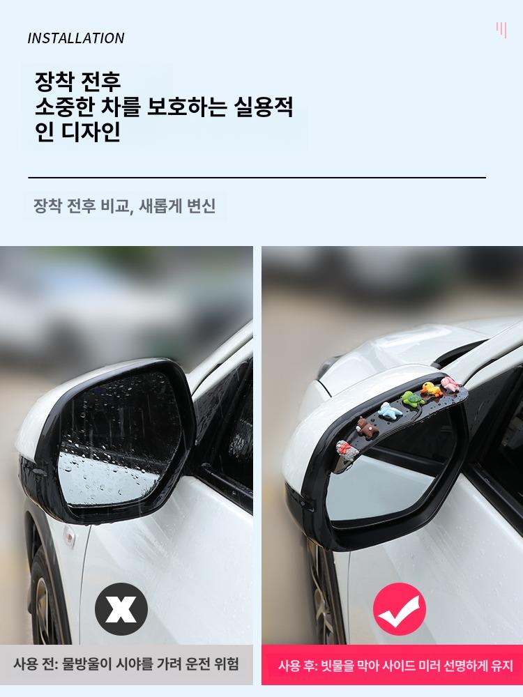 자동차 후방 미러 방수 커버 반사 거울 보호용 차량용 투명 레인 브로우 로봇고양이 - 상세 이미지 3