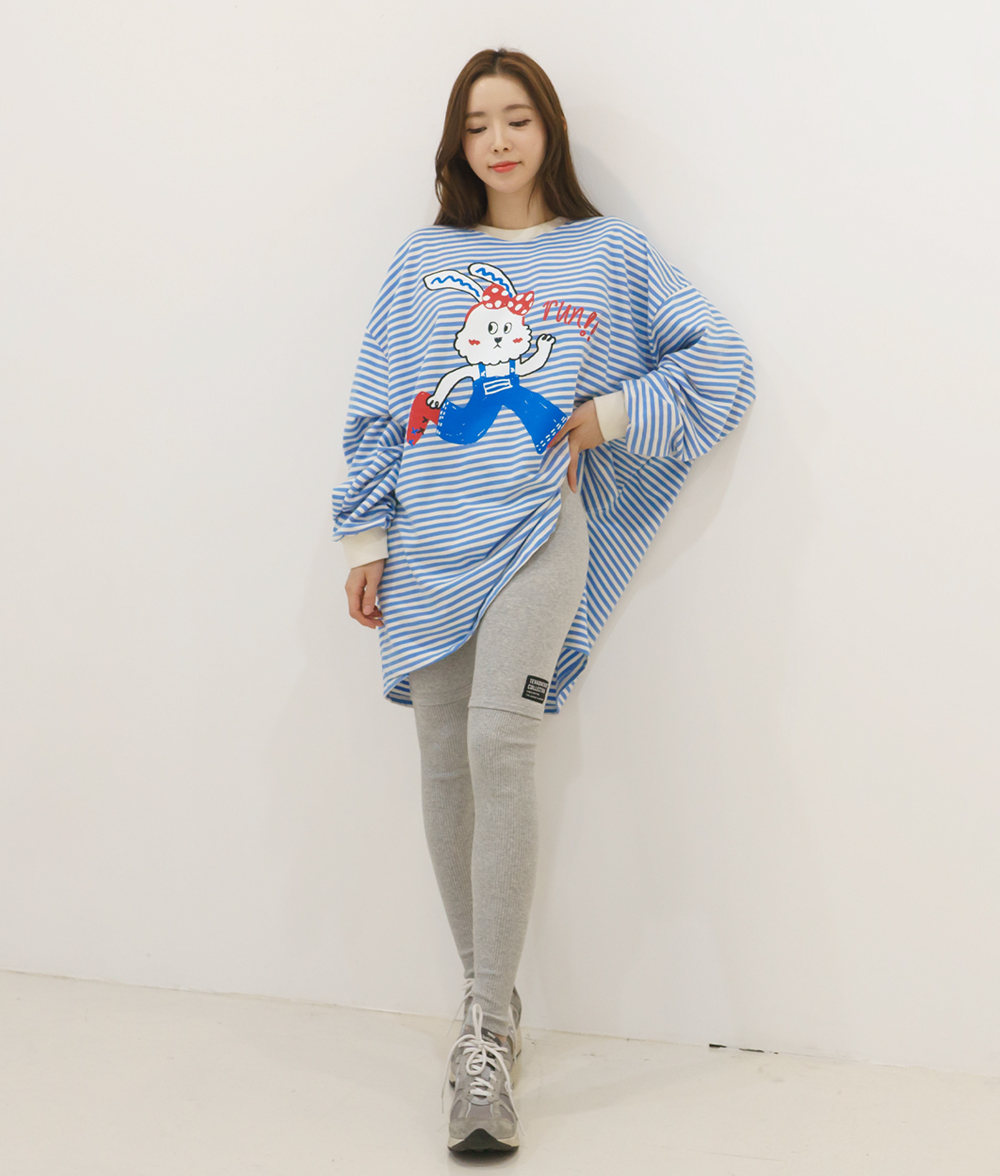 레터링 패치 면스판 골지 레깅스 데일리룩 - 상세 이미지 5