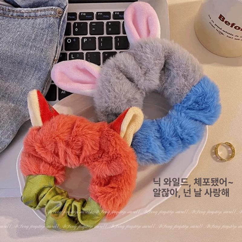 주디 닉 동물 머리끈 가을 겨울 털 헤어밴드 헤어슈슈 헤어악세사리 니 G 폭스 헤어밴드 - 상세 이미지 3