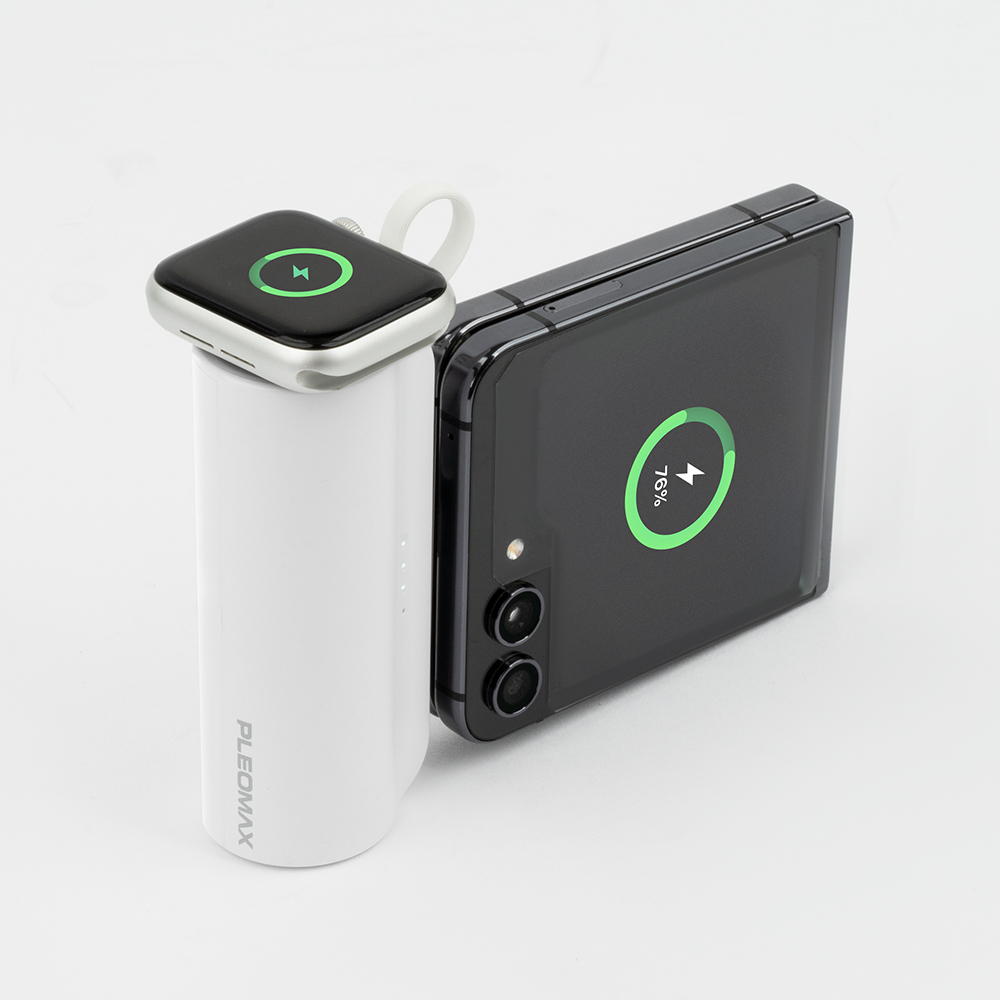 기내반입 도킹형 보조배터리 고속충전 아이폰 일체형 갤럭시 애플워치 5000mAh, 화이트 - 상품 이미지