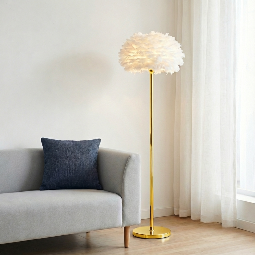 플루마 깃털 플로어램프 일자형 LED 장스탠드 거실 감성 인테리어조명