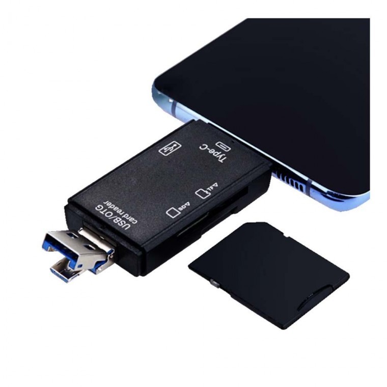 USB 3.0 C타입 멀티 카드리더기 OTG SD TF 블랙 디지털카메라 액션캠 드론 촬영물 블랙박스 촬영 - 메인 이미지