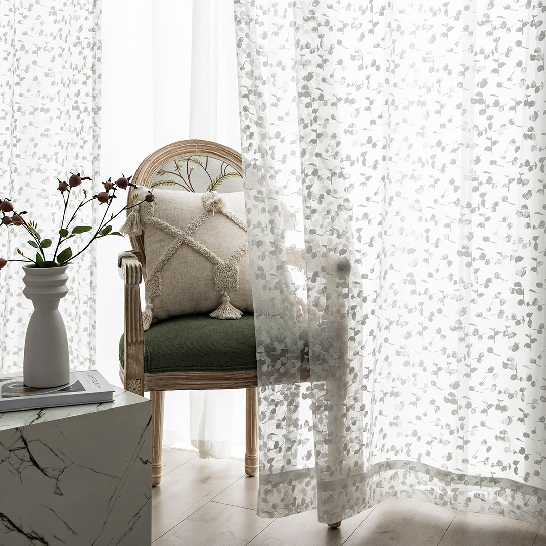 사라하우스 체리 블룸 로맨틱 시어 레이스 중문 가리개 커튼