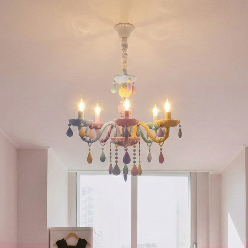 비비드 샹들리에 5등 560 키즈 아이방 마카롱 파스텔 공주방 감성 포인트조명