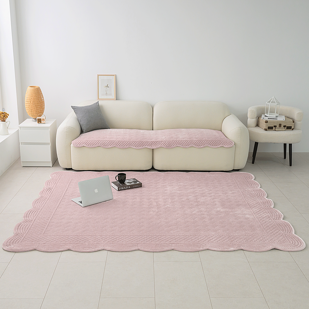 나라데코 극세사 워싱 목화솜 자수퀼팅 쇼파패드 카페트 160x210