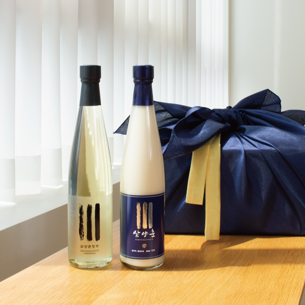 삼양춘 2병 보자기 세트 탁주 12.5% 500ml 청주 15% 500ml 명절 전통주선물 - 상세 이미지 2