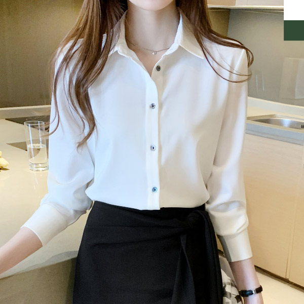 정장 데일리룩 긴팔 셔츠 블라우스 - 상품 이미지