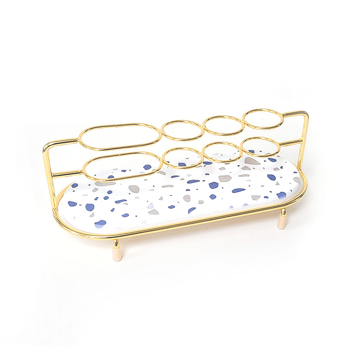 규조토 칫솔꽂이 치약 전동칫솔 거치대 4구, 테라조 골드