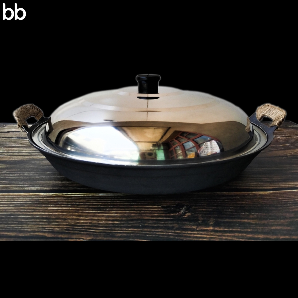 대형 무쇠 가마솥 철 물 화덕 방품 아궁 찌개 요 가마솥뚜껑 30cm+스틸캡 - 상품 이미지