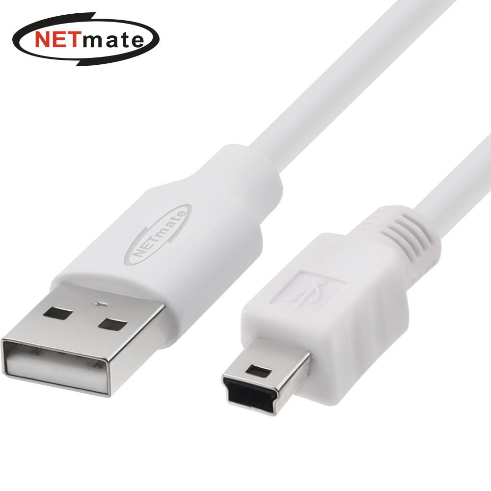 강원전자 넷메이트 USB2.0 AM-Mini 5핀 케이블 1.8m (화이트) NM-TUM218 - 상품 이미지