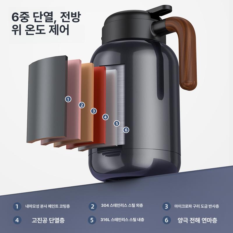 스테인 대용량 보온 가정용 사무실 차 끓이기 물주전자 젠틀맨블랙 2.0l 차통 - 상세 이미지 5