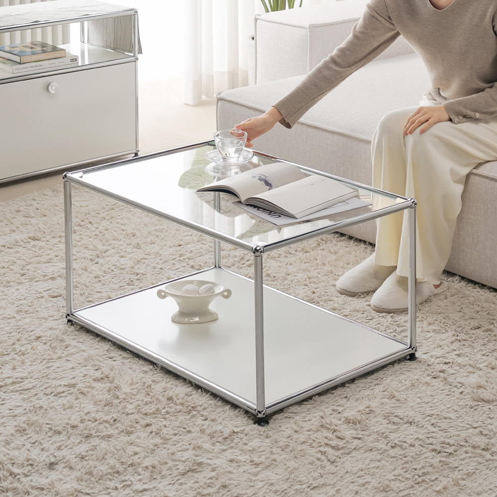 모덴 거실 소파테이블 USM스타일 철제 좌식테이블 화이트