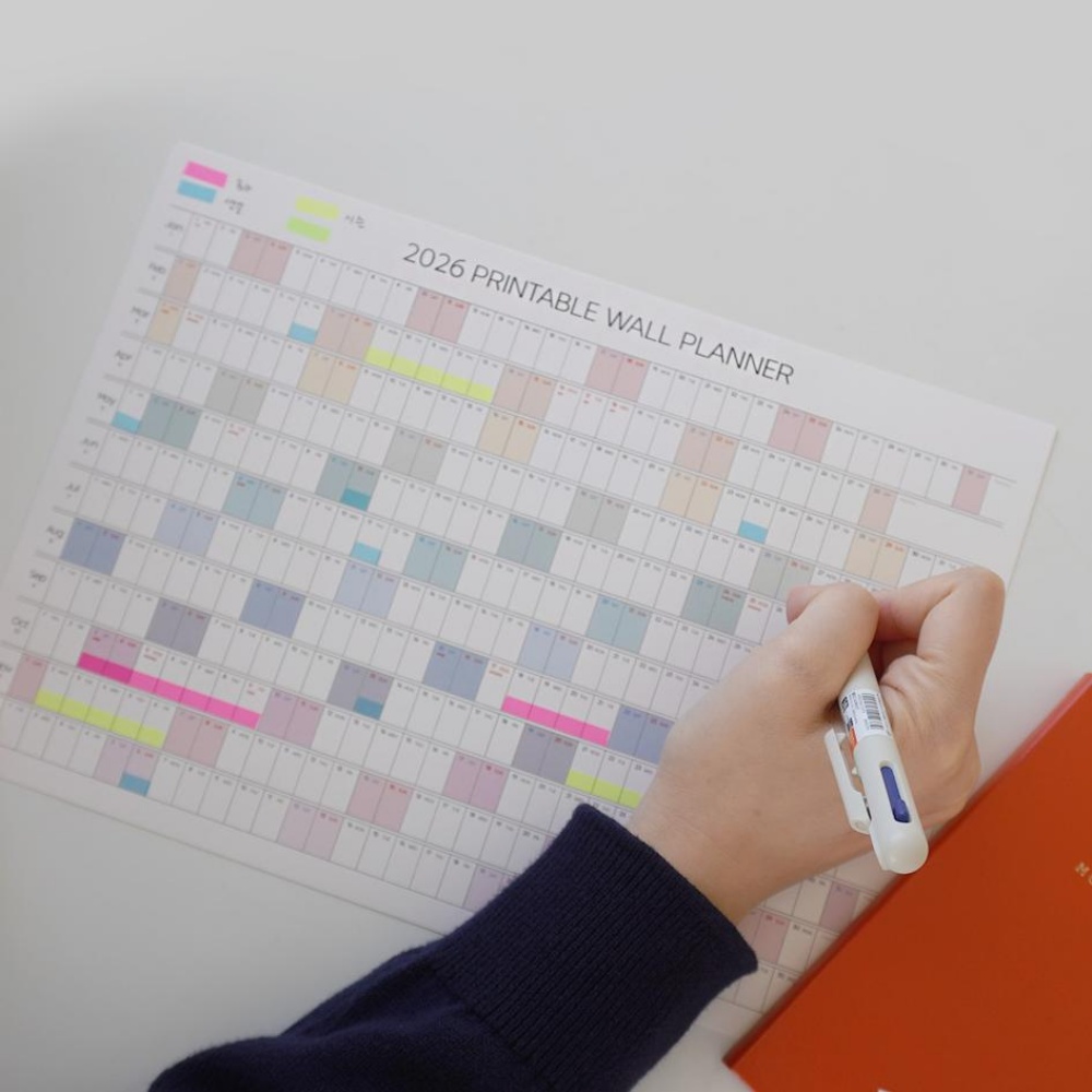 2026년한장달력 연력 A4 사이즈 2026 연간계획표 26년 플래너 1년 캘린더 포스터 제품 이미지