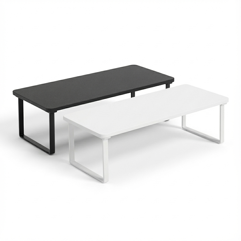 7NC 싱글 모니터받침대 선반 스탠드 높은 받침 서랍형 2단 컴퓨터 듀얼 우드 다이 사무실 제품 이미지