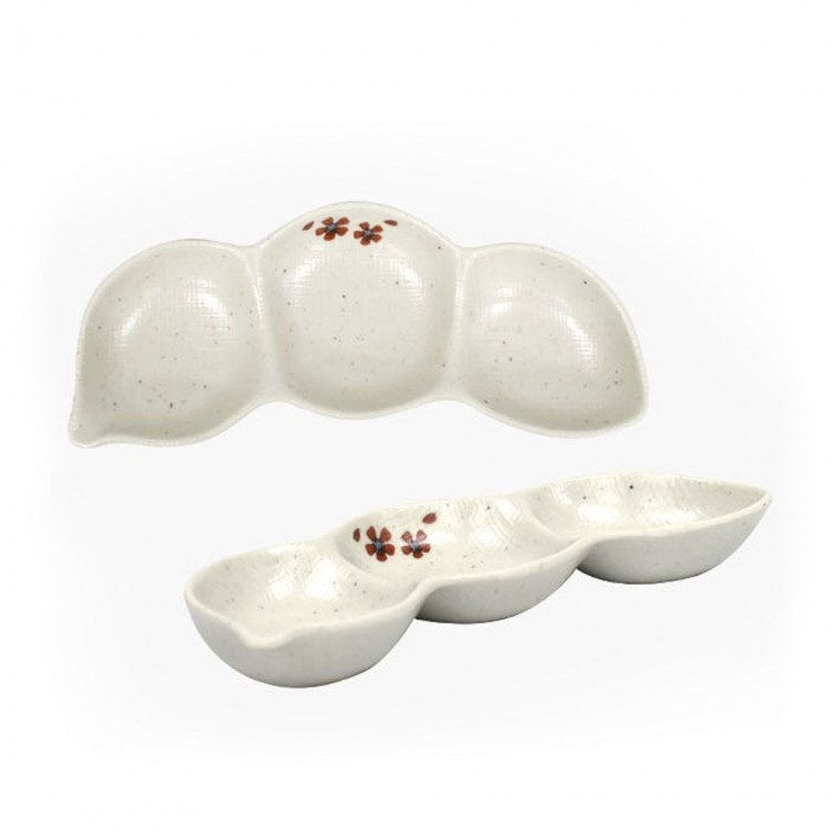 멜라민 3칸 양념 소스 나눔 접시 반찬그릇 21.2cm 8호 - 메인 이미지